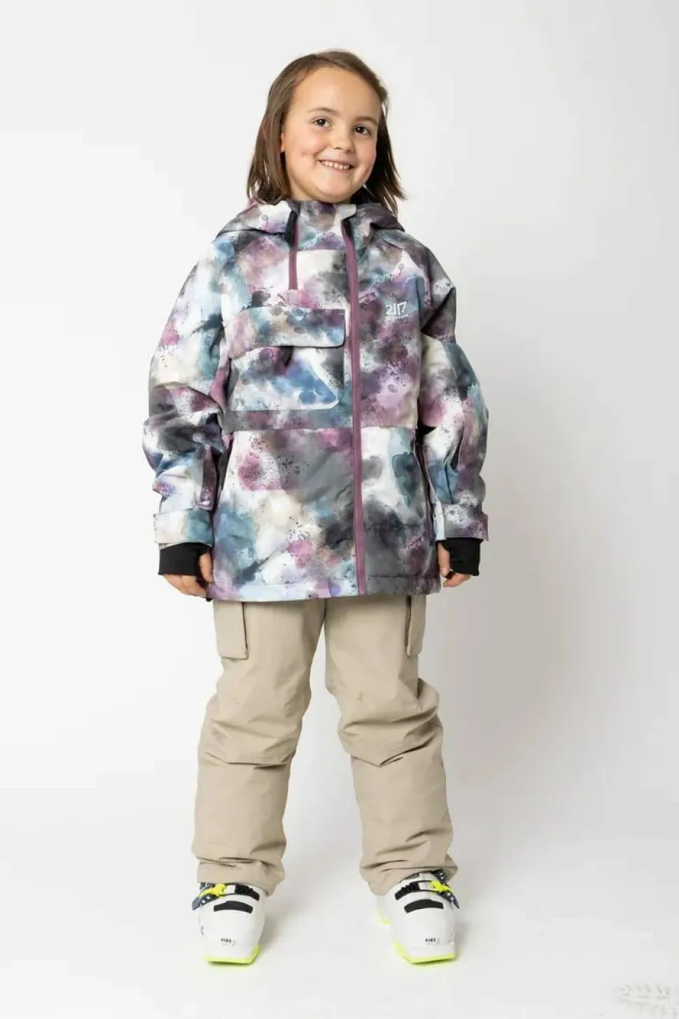 2117 of Sweden Juniors' Light Padded Ski Jacket Kidden Aop Grape