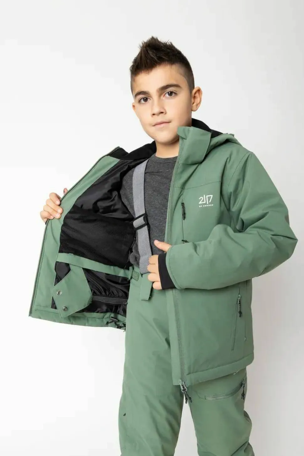 2117 of Sweden Juniors' Light Padded Ski Jacket Lauker Pine