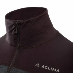 Aclima Men's LightWool 180 Polo with Zip Chocolate Plum/Marengo