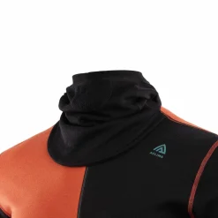 Aclima Men's WarmWool Hoodsweater with Zip Jet Black/Red Clay/North Atlantic