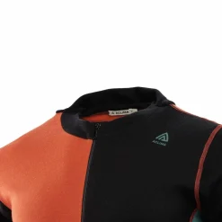Aclima Men's WarmWool Hoodsweater with Zip Jet Black/Red Clay/North Atlantic