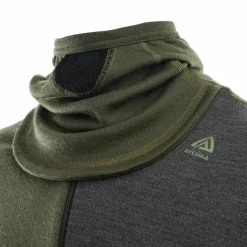 Aclima Men's WarmWool Hoodsweater with Zip Olive Night/Dill/Marengo