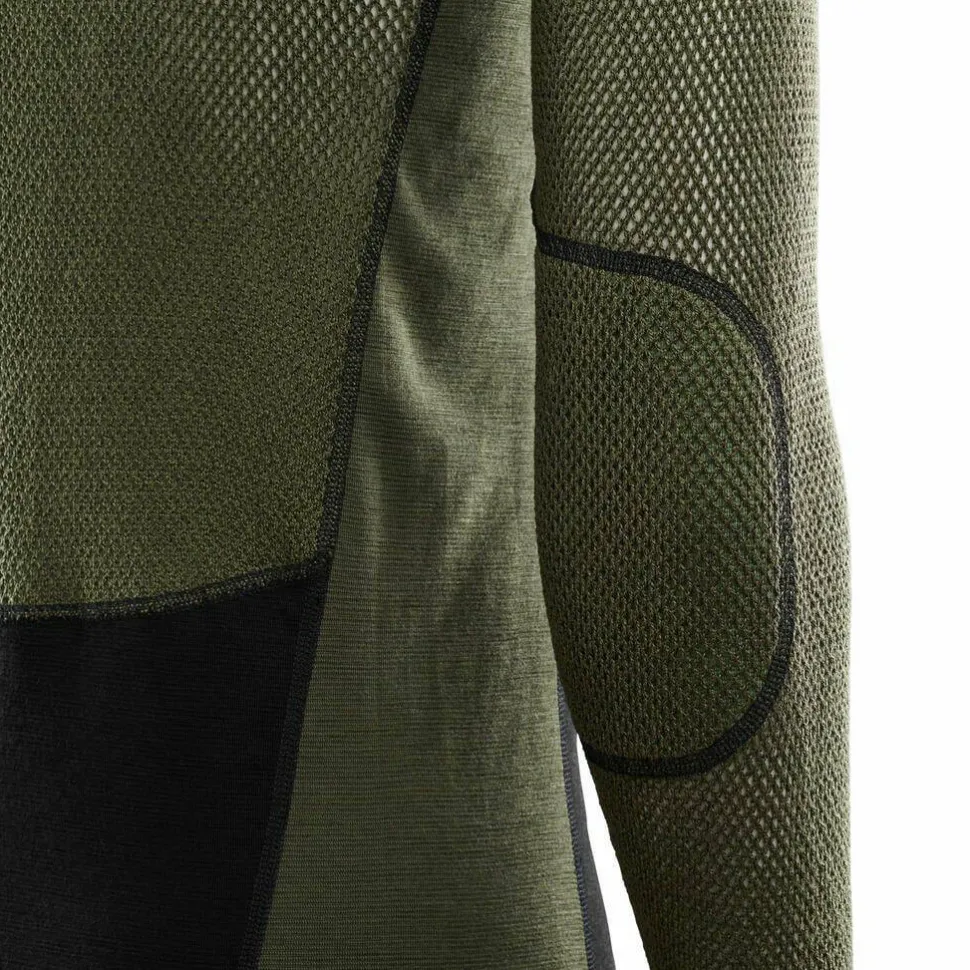 Aclima Men's WoolNet Hybrid Crew Neck Jet Black/Olive Night/Dill