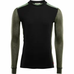 Aclima Men's WoolNet Hybrid Crew Neck Jet Black/Olive Night/Dill