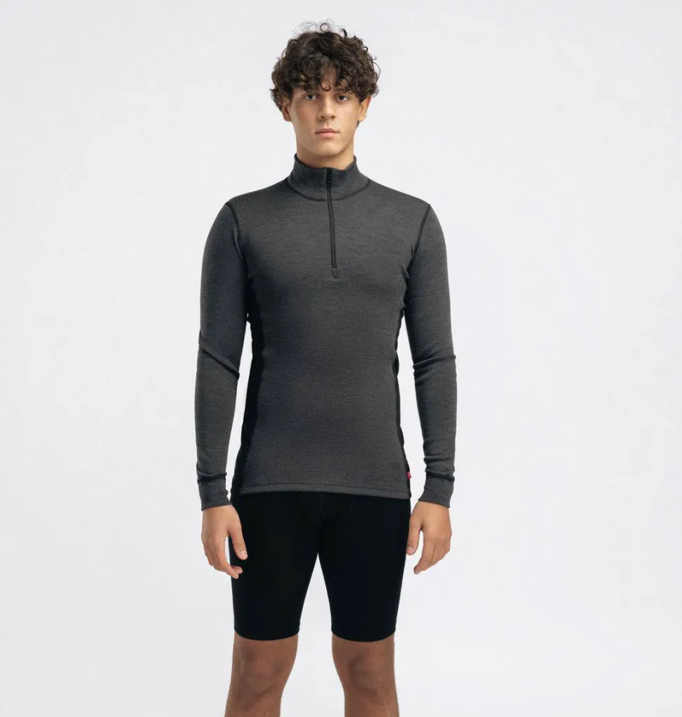 Aclima WarmWool Mock Neck with Zip Man Marengo/Jet Black