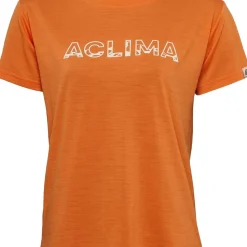 Aclima Women's LightWool 140 Classic Tee Logo Orange Tiger