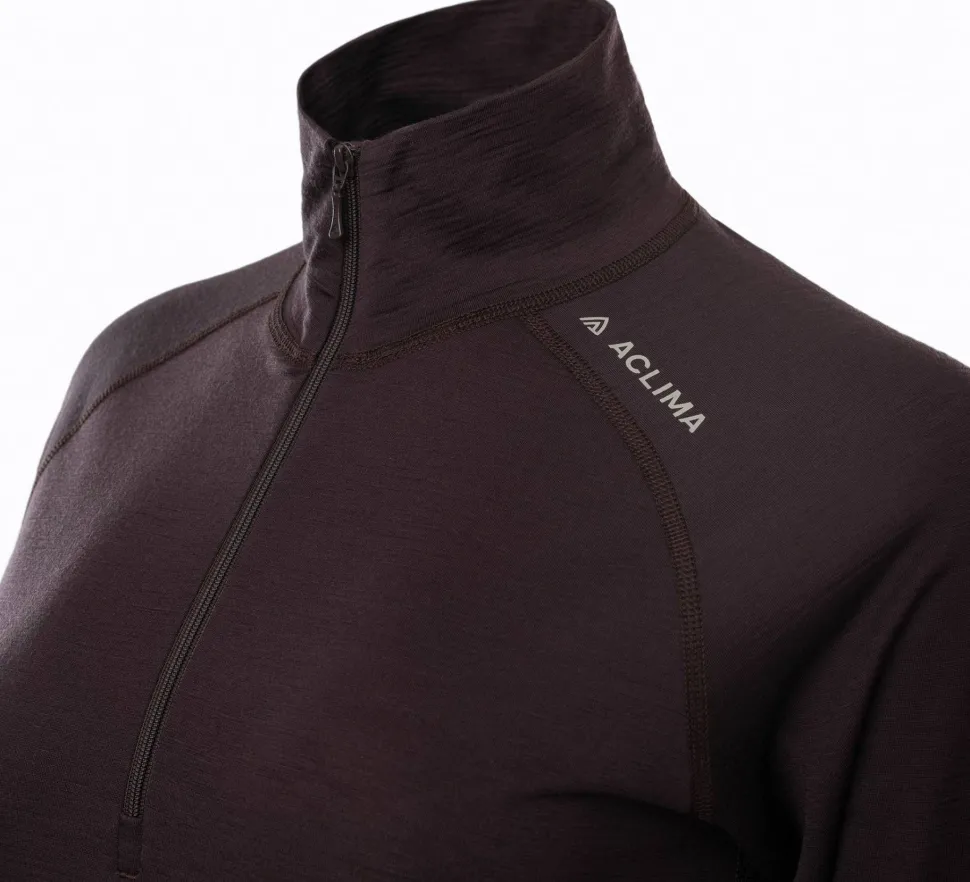 Aclima Women's LightWool 180 Polo with Zip Chocolate Plum