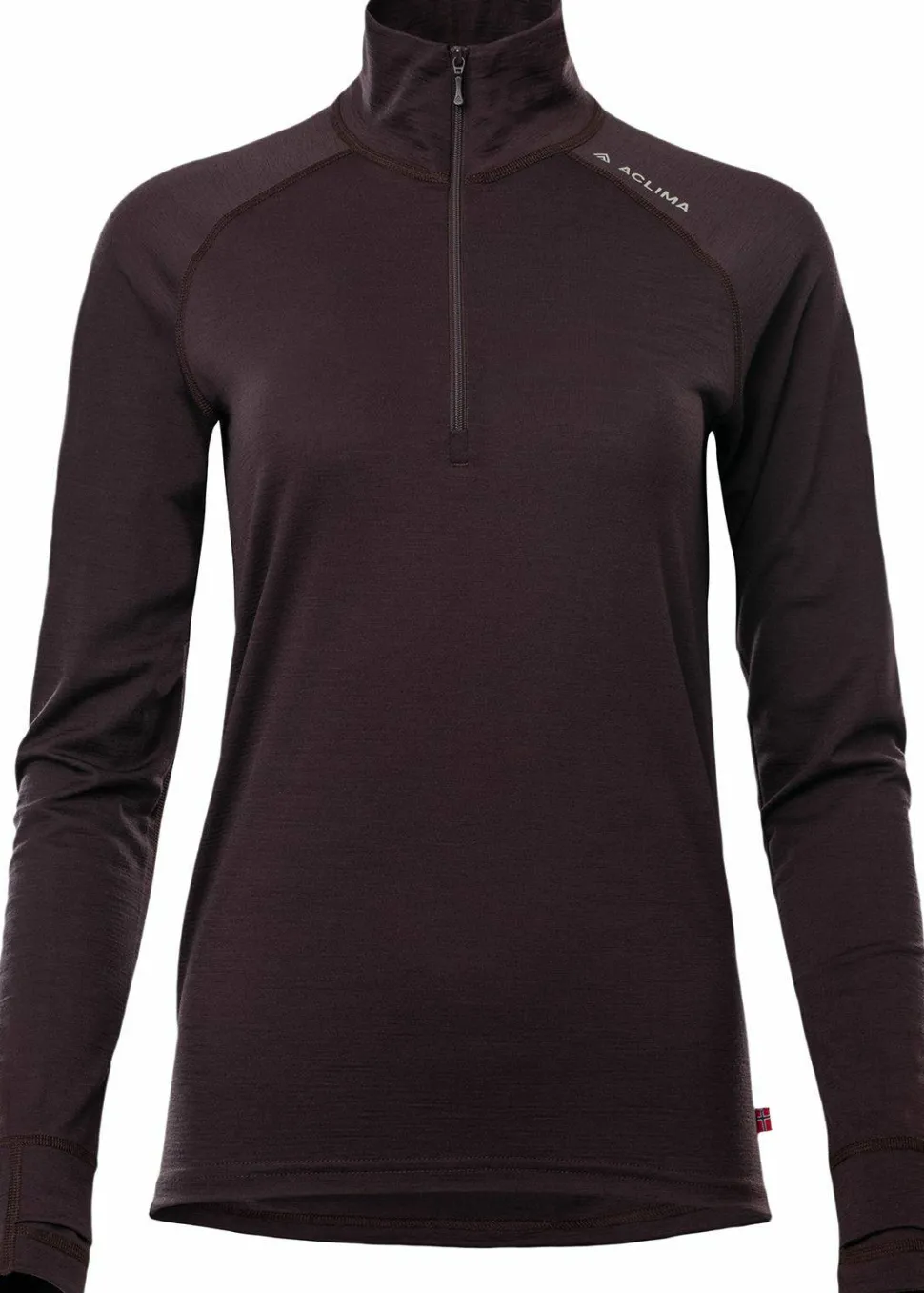 Aclima Women's LightWool 180 Polo with Zip Chocolate Plum