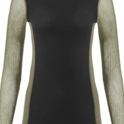Aclima Women's WoolNet Hybrid Crew Neck Jet Black/Tarmac/Beige Melange