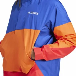 Adidas Men's Terrex Xploric 2.5L Climaproof Anorak Semi lucid blue/ Semi impact orange / Pure ruby