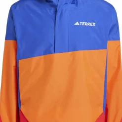 Adidas Men's Terrex Xploric 2.5L Climaproof Anorak Semi lucid blue/ Semi impact orange / Pure ruby