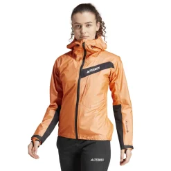 Adidas Women's Terrex Techrock Light GORE-TEX Active Rain Jacket Semi Impact Orange