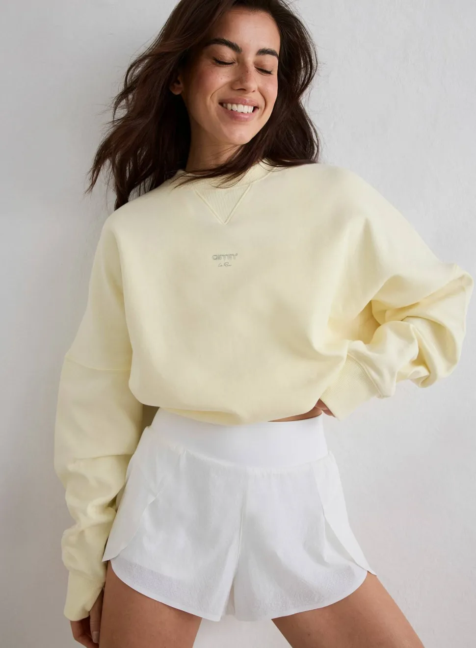 Aim'n Women's Le Run Running Sweatshirt Lemon White