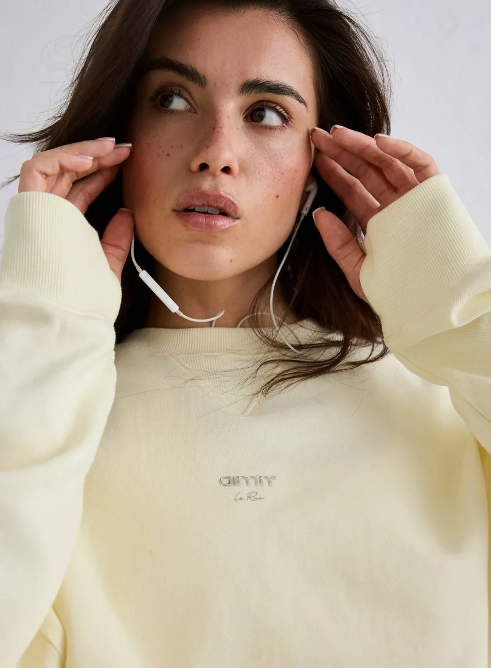 Aim'n Women's Le Run Running Sweatshirt Lemon White