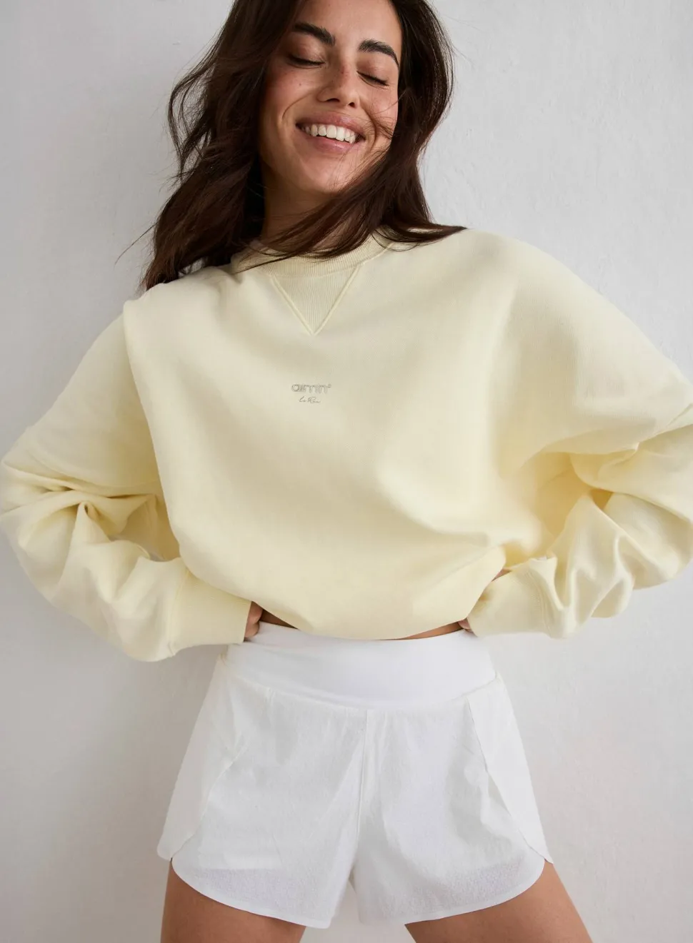Aim'n Women's Le Run Running Sweatshirt Lemon White
