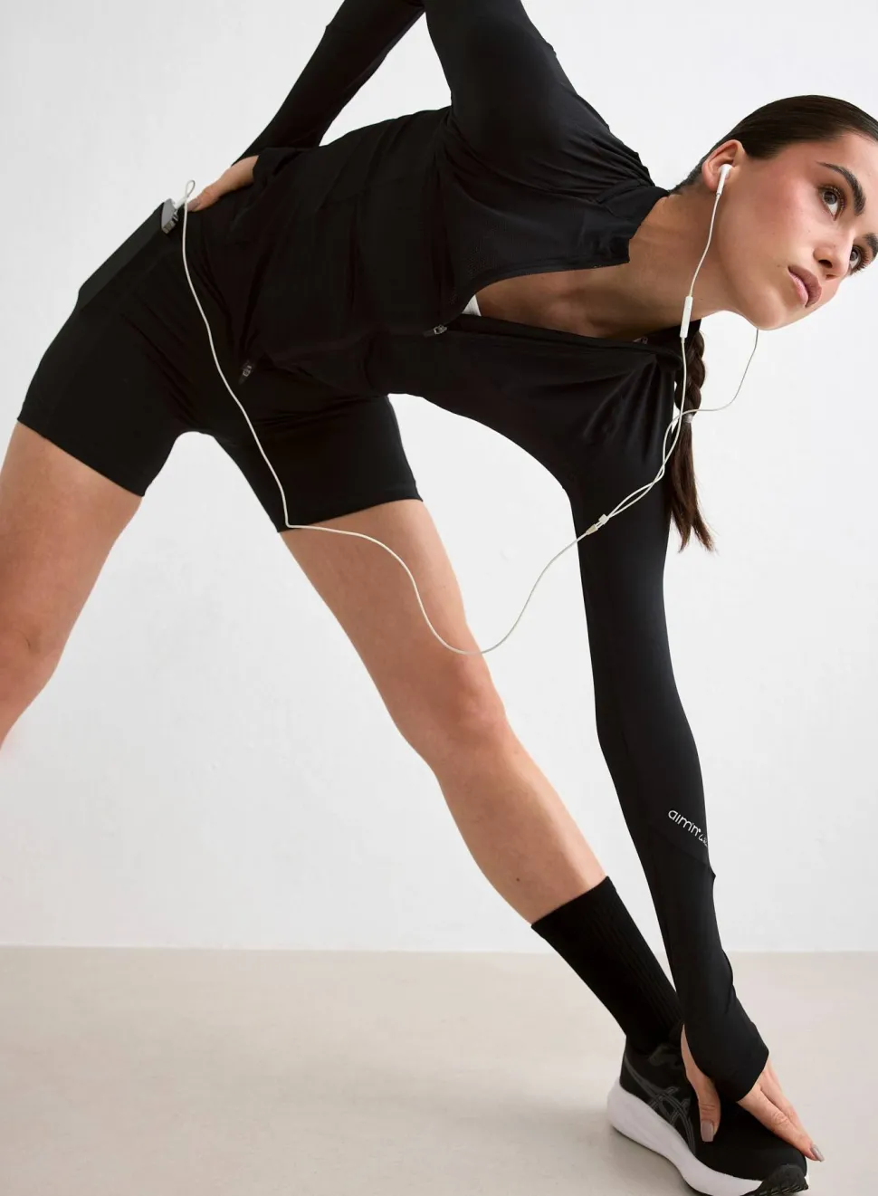 Aim'n Women's Running Midi Biker Shorts Black