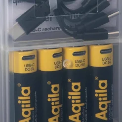 Aqiila USB-C Rechargeable AA Battery (1,5V / 2000mAh) 4-pack Black