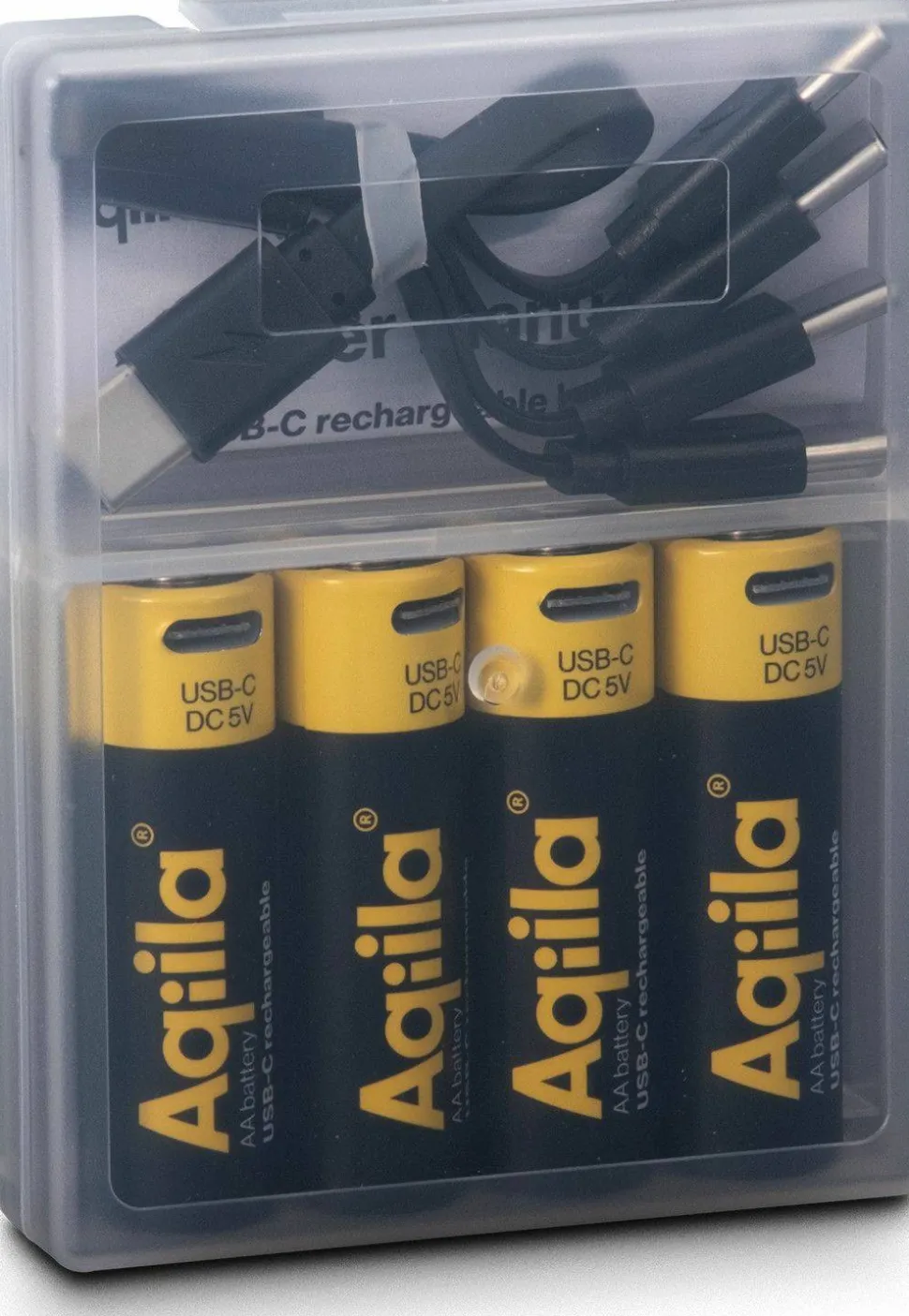 Aqiila USB-C Rechargeable AA Battery (1,5V / 2000mAh) 4-pack Black