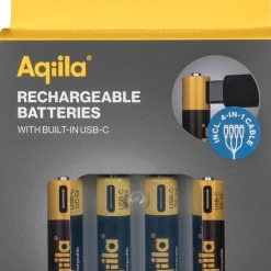 Aqiila USB-C Rechargeable AAA Battery (1,5 V / 600 mAh) 4-pack Black