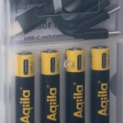 Aqiila USB-C Rechargeable AAA Battery (1,5 V / 600 mAh) 4-pack Black