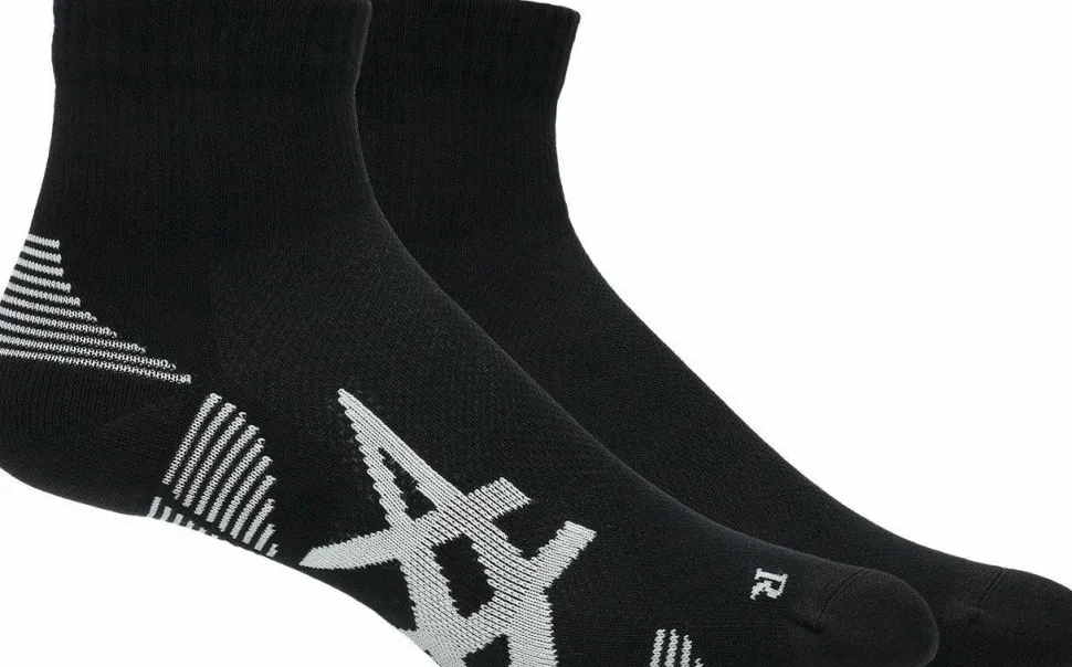 Asics 2 Pack Cushioned Run Quarter Sock Performance Black/Performance Black