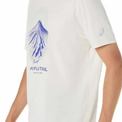 Asics Men's Fujitrail Logo Short Sleeve Top Cream/Cobalt Burst/Cool Grey