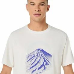 Asics Men's Fujitrail Logo Short Sleeve Top Cream/Cobalt Burst/Cool Grey