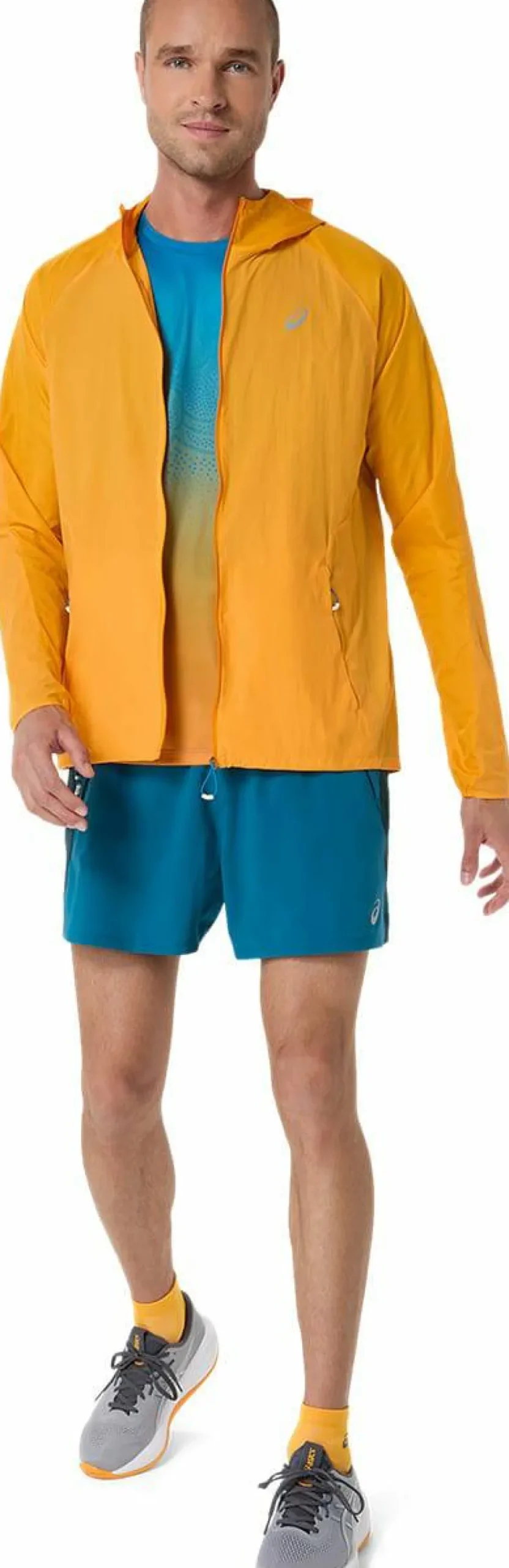 Asics Men's Road Packable Jacket Yamabuki/Aegean Blue