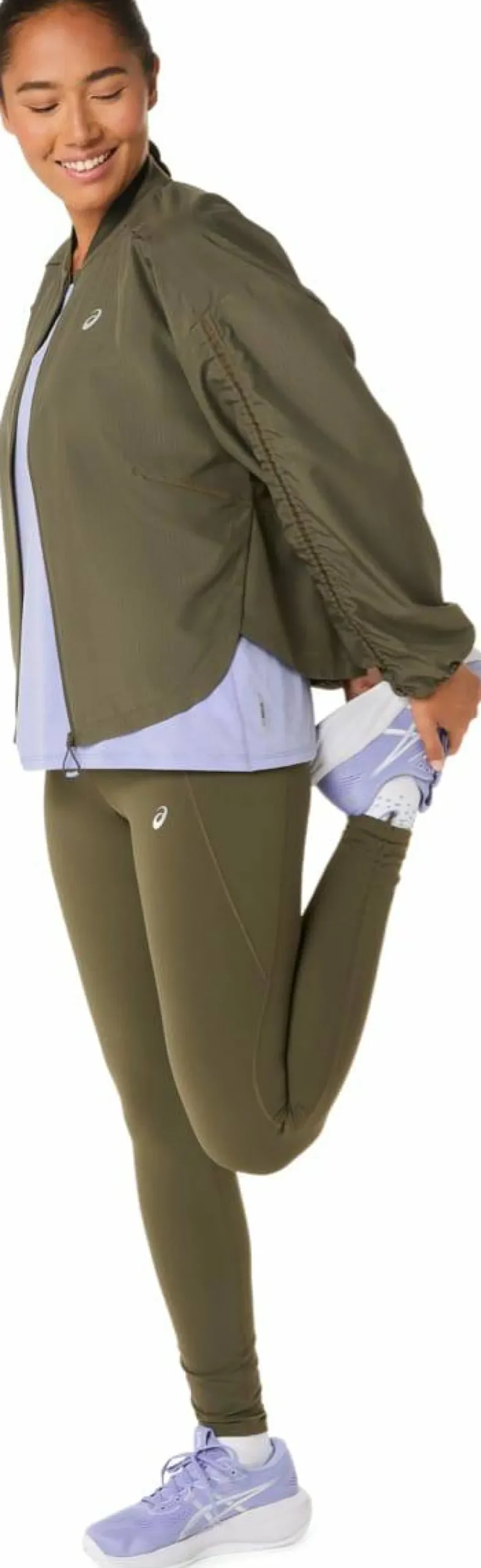 Asics Women's Nagino Run Adjustable Tight Dark Olive