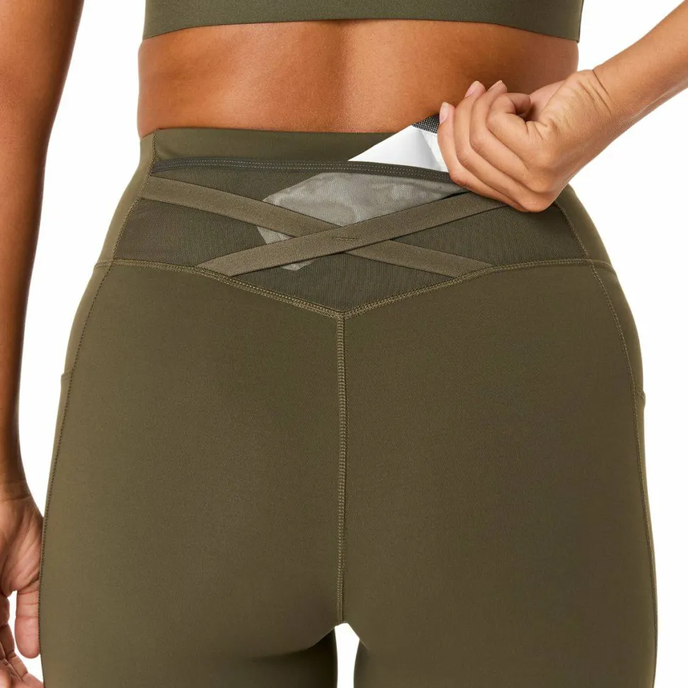 Asics Women's Nagino Run Adjustable Tight Dark Olive
