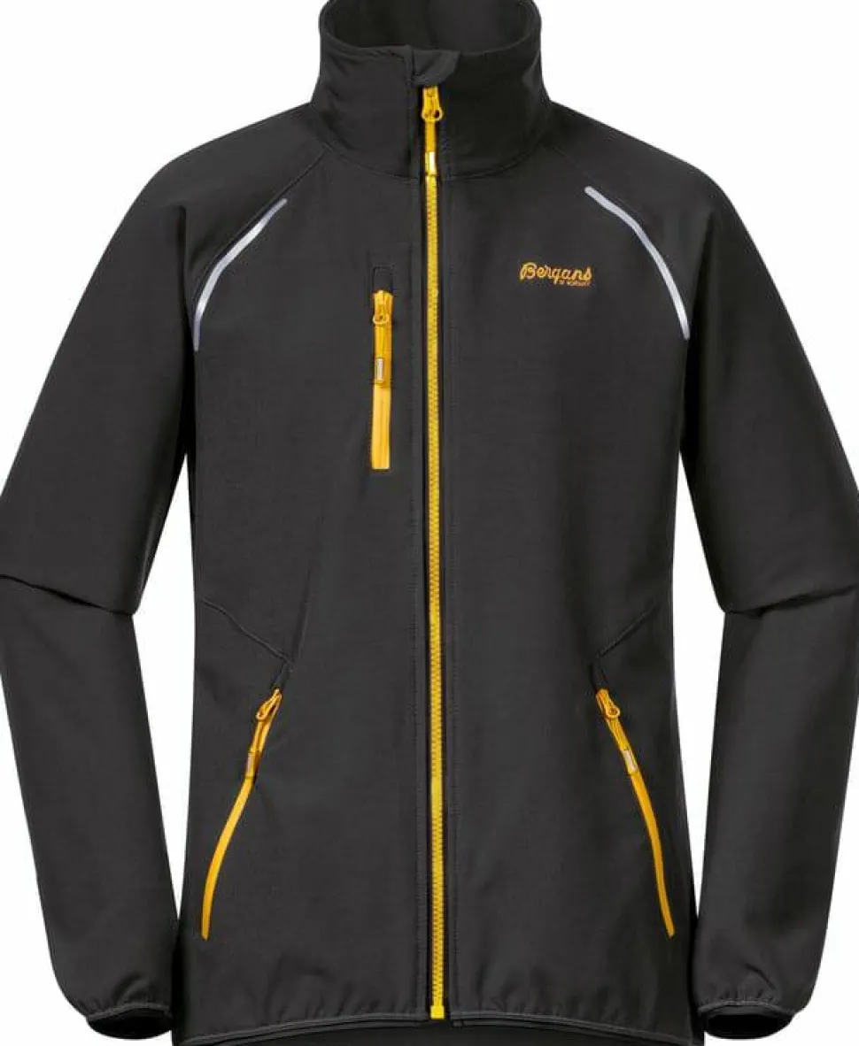 Bergans Girls' Sjoa Light Softshell Jacket Solid Charcoal/Light Golden Yellow