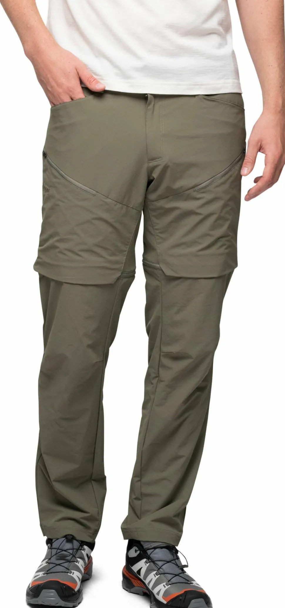 Bergans Men's Convertible Zip-Off Softshell Pants Green Mud