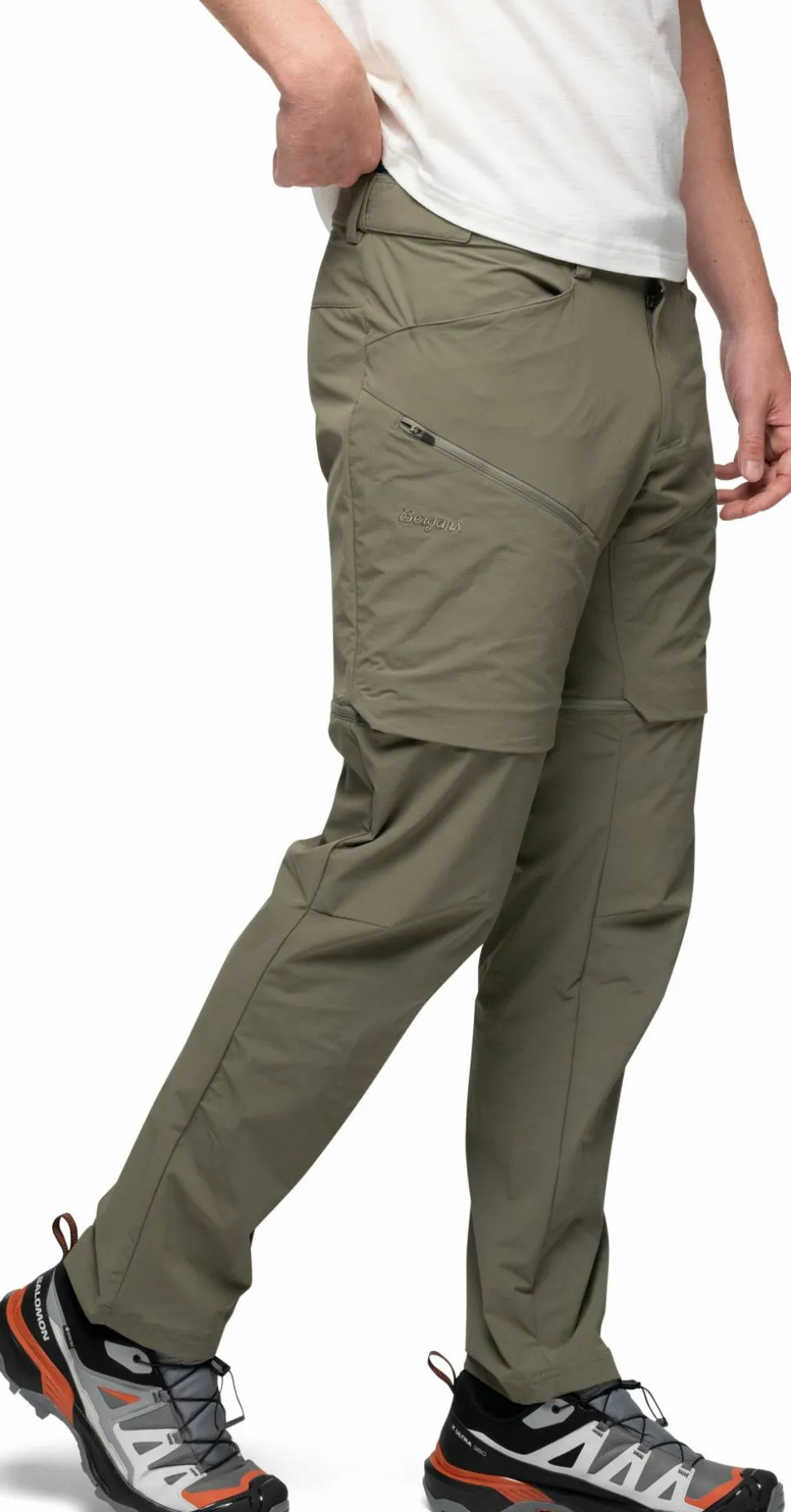 Bergans Men's Convertible Zip-Off Softshell Pants Green Mud