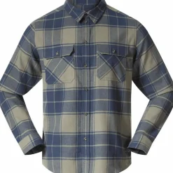 Bergans Men's Nordmarka Flannel Shirt Green Mud/navy Blue Check