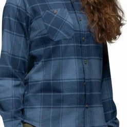 Bergans Women's Nordmarka Flannel Shirt Granite Blue/navy Blue Check
