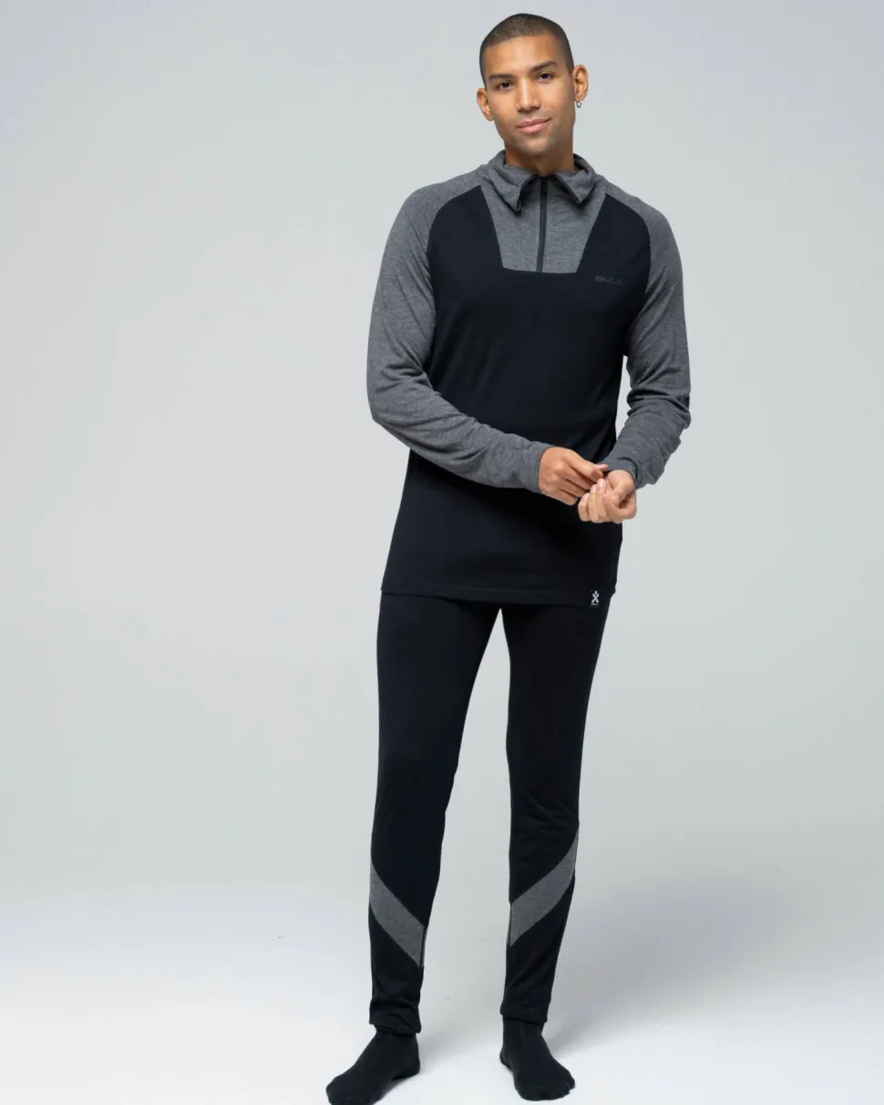 Bula Men's Retro Merino Wool Halfzip Sweater Black