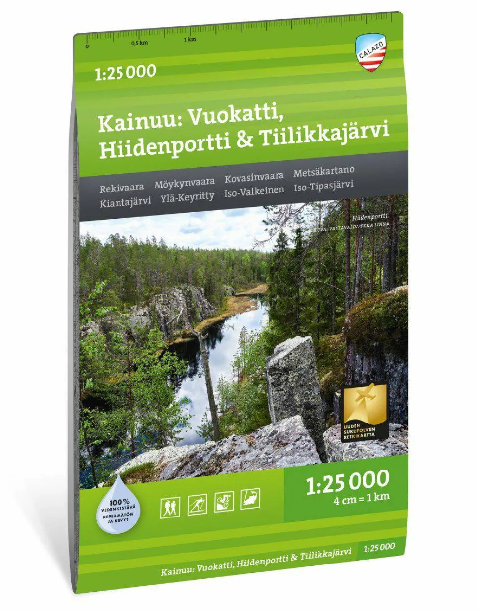 Calazo förlag Kainuu: Vuokatti, Hiidenportti & Tiilikkajärvi 1:25 000 Topographic map