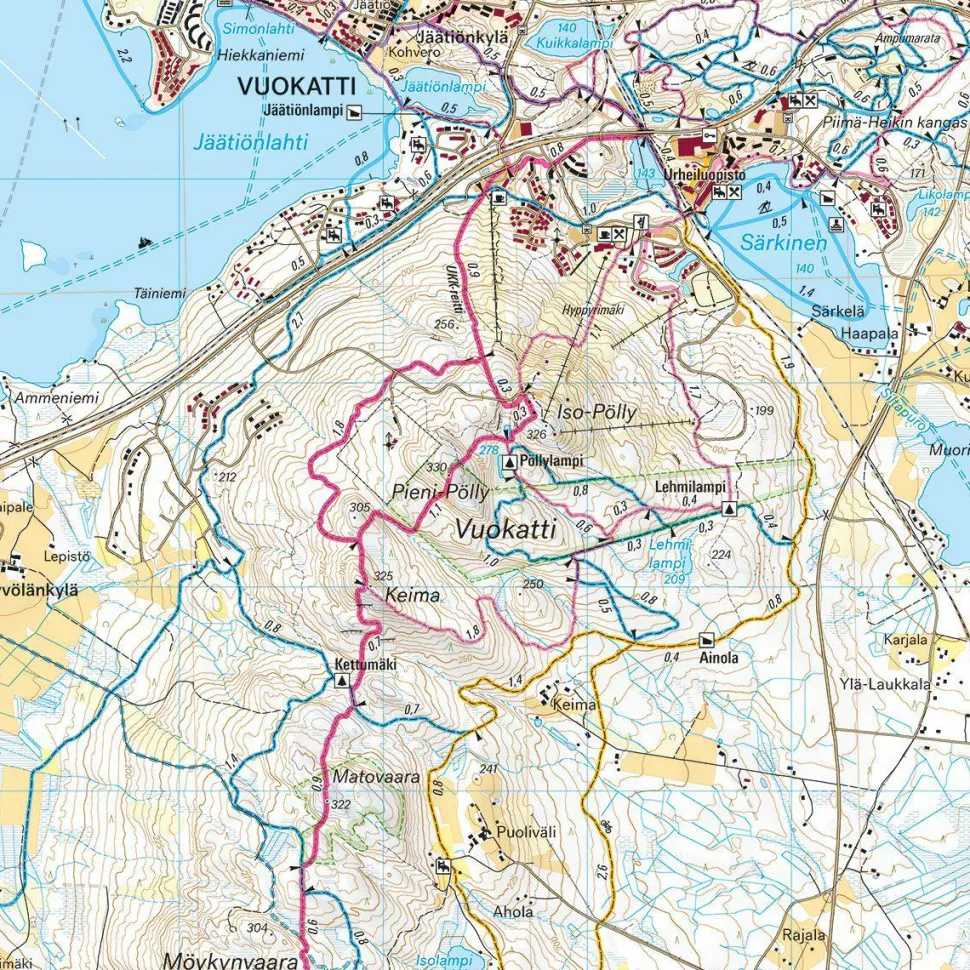 Calazo förlag Kainuu: Vuokatti, Hiidenportti & Tiilikkajärvi 1:25 000 Topographic map