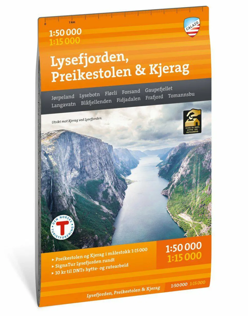 Calazo förlag Lysefjorden, Preikestolen & Kjerag 1:50 000 Hiking map