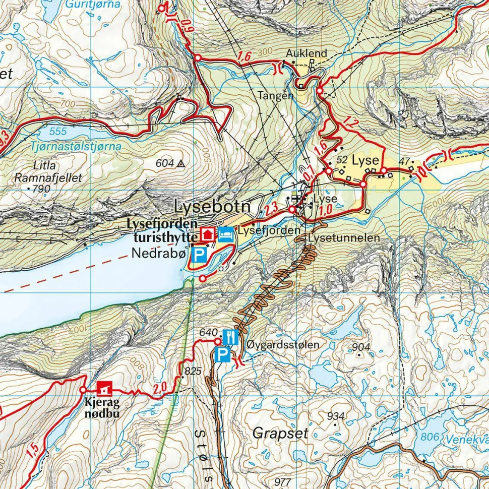 Calazo förlag Lyseheiane, Sirdalsheiane & Setesdal Vesthei Nord 1:50 000 Hiking map