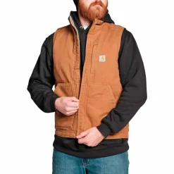 Carhartt Men's Washed Duck Lined Mock Neck Vest Carhartt® Brown