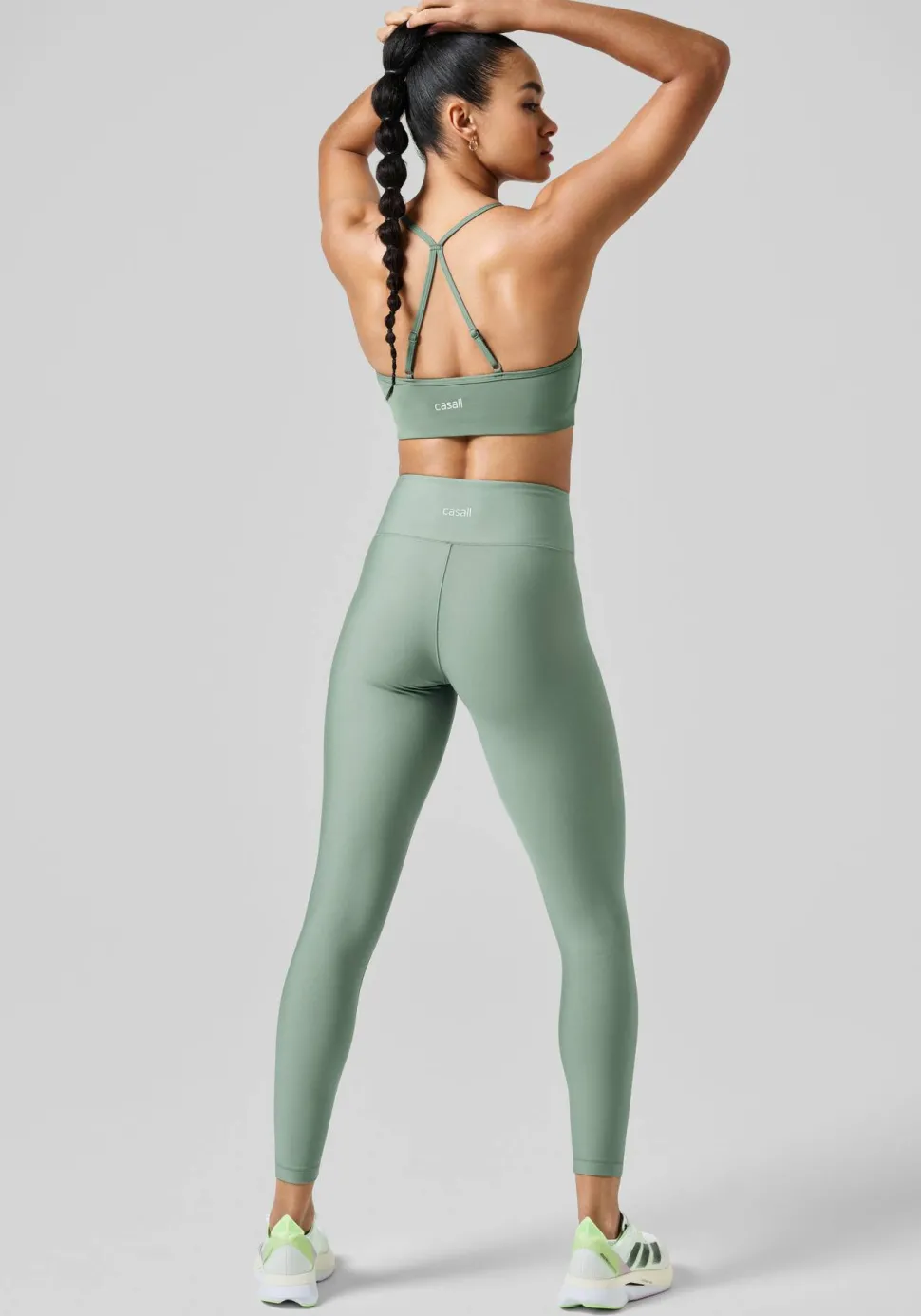 Casall Women's Overlap High Waist Tights Dusty Green