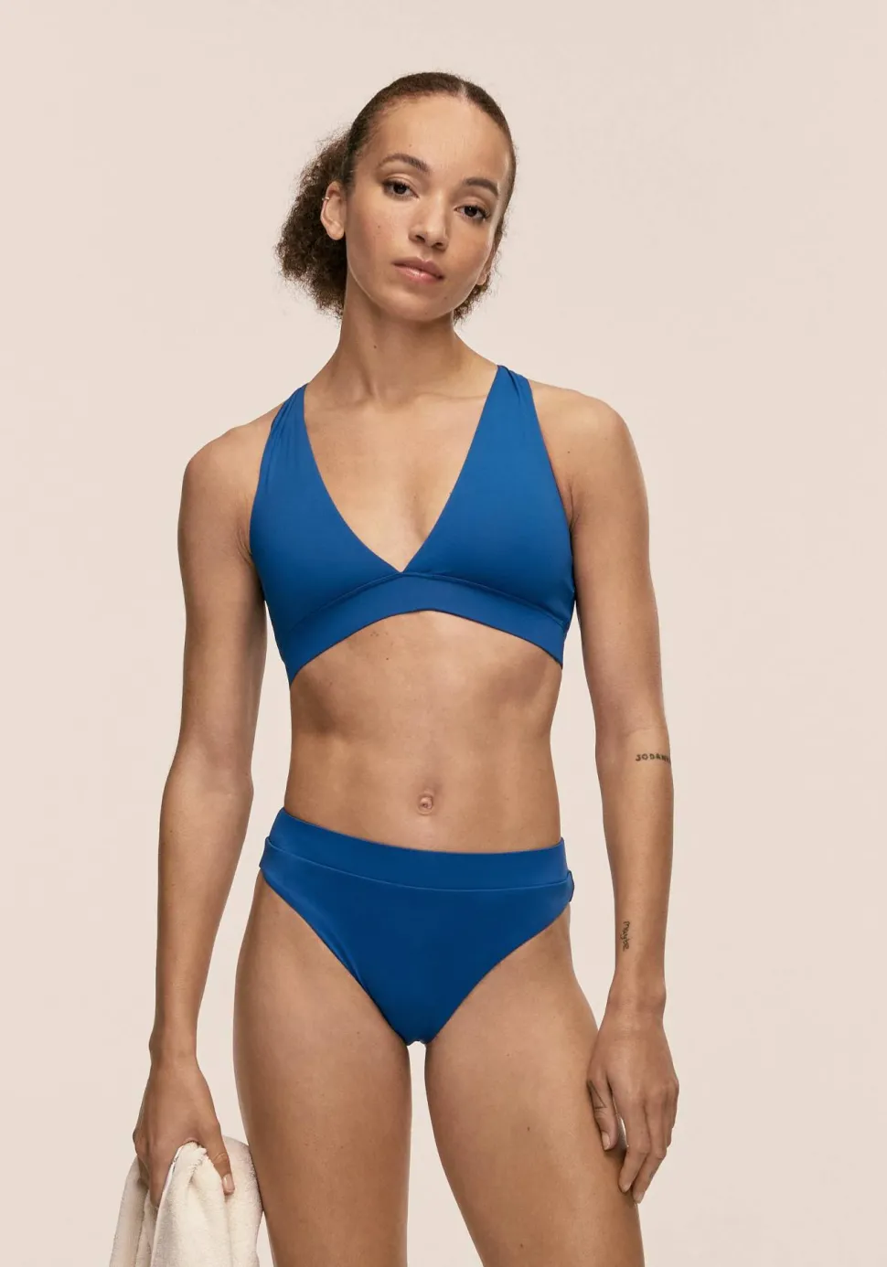 Casall Women's V-Neck Crossback Bikini Top Blue Teel