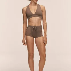 Casall Women's V-Neck Crossback Bikini Top Warm Khaki