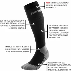 CEP Women's Hiking Light Merino Tall Compression Socks Black