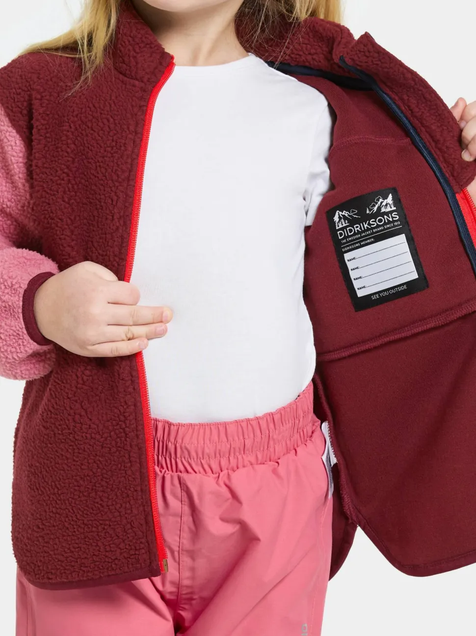 Didriksons Kids' Anten Full Zip Anemon Red