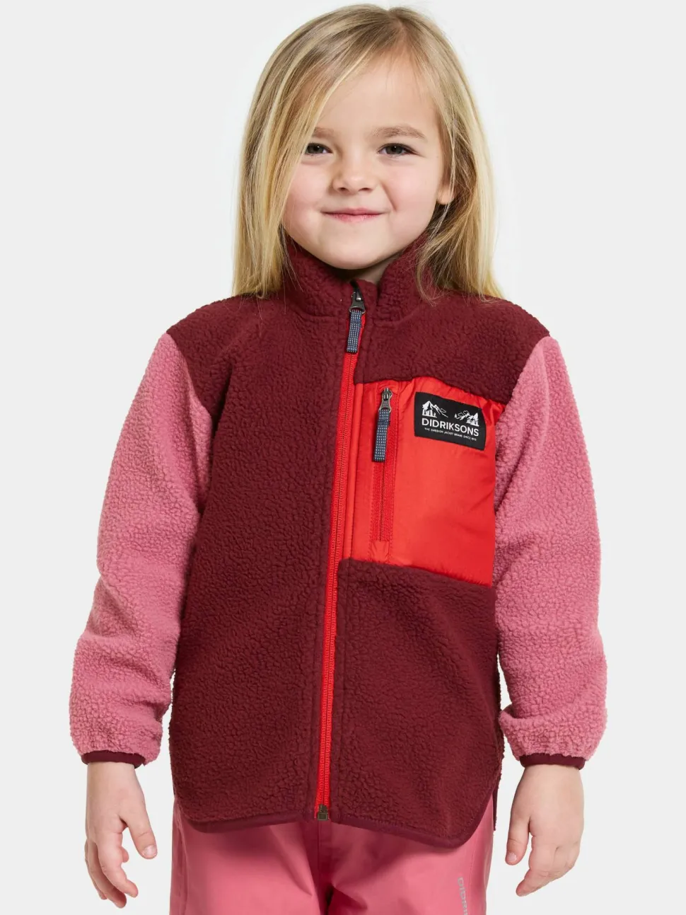 Didriksons Kids' Anten Full Zip Anemon Red