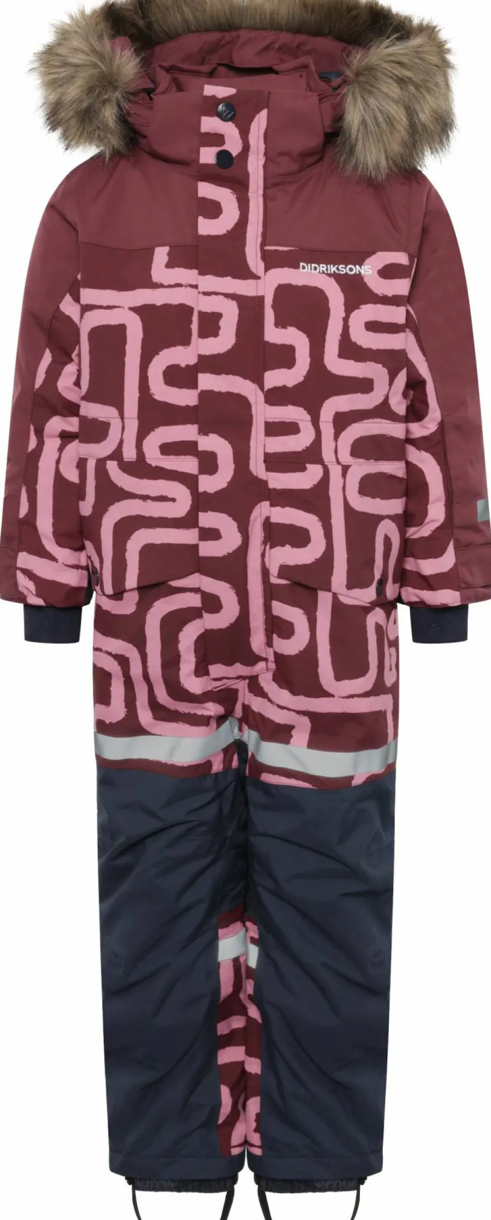 Didriksons Kids' Bjärven Printed Coverall 2 Path S Pink