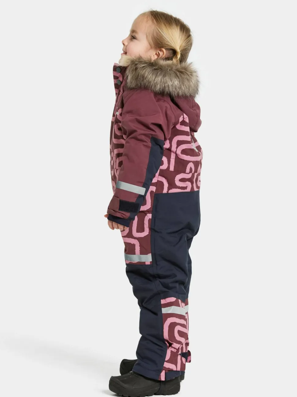 Didriksons Kids' Bjärven Printed Coverall 2 Path S Pink
