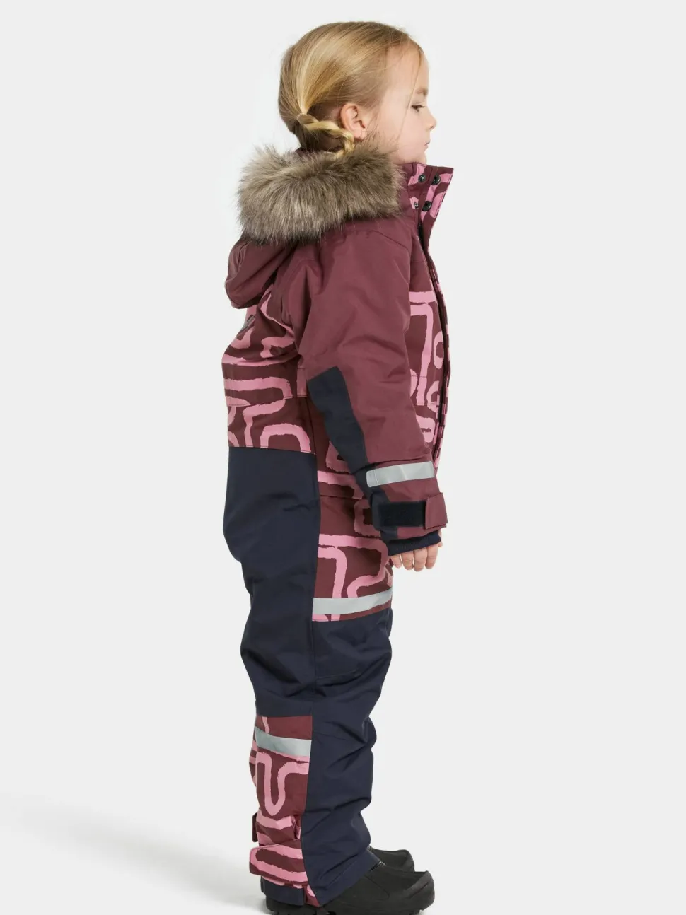 Didriksons Kids' Bjärven Printed Coverall 2 Path S Pink